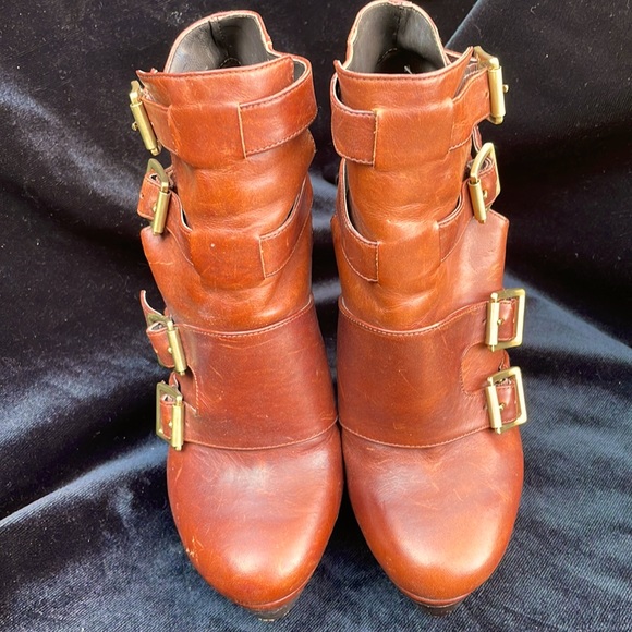 RACHEL ZOE HIGH HEEL STILLETTO LEATHER  STRAPPY ANKLE BOOTIES - 8 - Picture 2 of 10